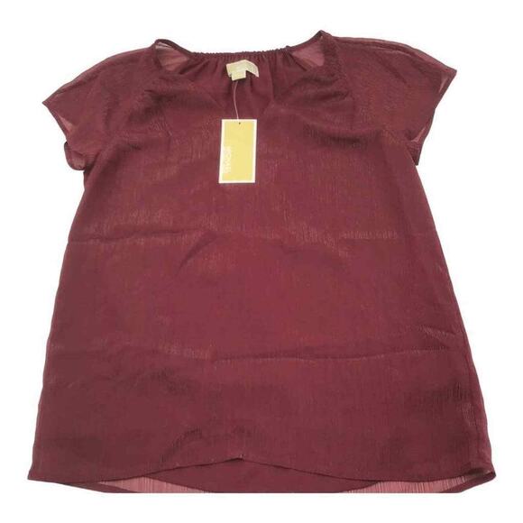Michael Kors Women’s XXS Ruby Red Sheer Flutter Sleeve Lined Top Blouse NWT - Picture 9 of 15